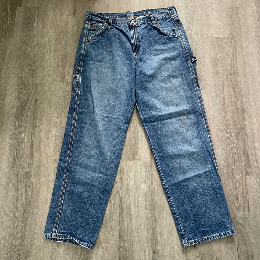 Cinch Carpenter Jeans Mens 38x36 Blue Good Relaxed Fit MB90434002 Utility